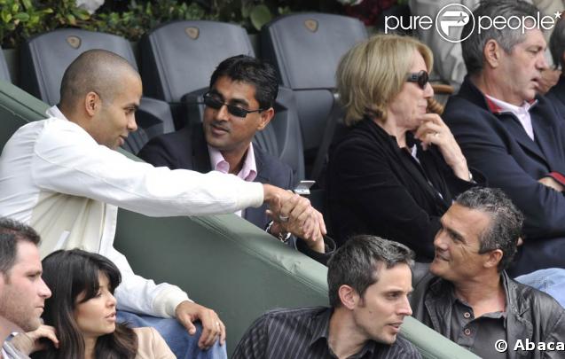 Tony Parker et Richard Virenque à Roland-Garros, le 28 mai 2009