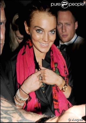 Lindsay Lohan à la sortie du Bungalow 8, à Londres, hier soir