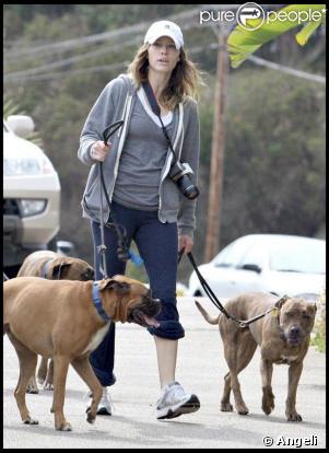 La belle Jessica Biel, lors d'une promenade avec ses chiens, à Malibu, en juin 2009 !
