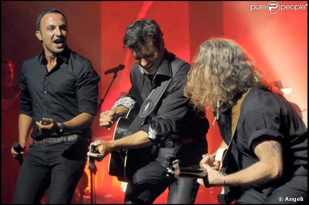 Nikos Aliagas et Roch Voisine au Théâtre Mogador, lors de la tournée Americana, juin 2009, Paris