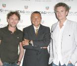 Jean-Paul Rouve, Jean-Christophe Babin et Denis Brogniart, à l'occasion de la présentation de la nouvelle collection de montres Monaco LS par Teug Heuer, à 