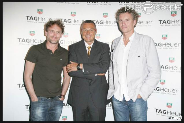Jean-Paul Rouve, Jean-Christophe Babin et Denis Brogniart, à l'occasion de la présentation de la nouvelle collection de montres Monaco LS par Teug Heuer, à 