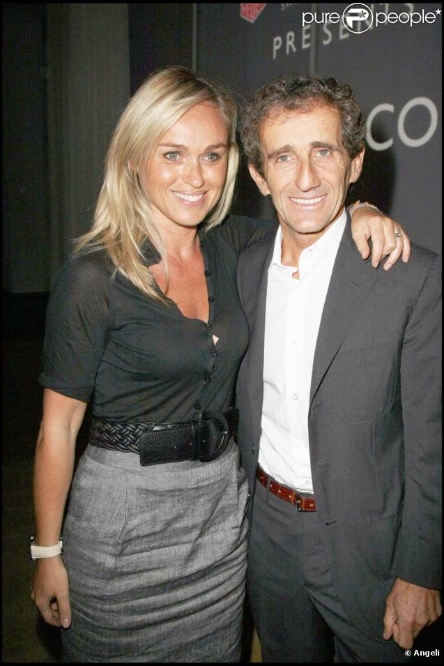 La jolie Cécile de Ménibus et Alain Prost, à l'occasion de la présentation de la nouvelle collection de montres Monaco LS par Teug Heuer, à 