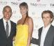 Lewis Hamilton, Catalina Denis et Alain Prost, à l'occasion de la présentation de la nouvelle collection de montres Monaco LS par Teug Heuer, à "La Maison Blanche", avenue Montaigne, à Paris, le 24 juin 2009 !