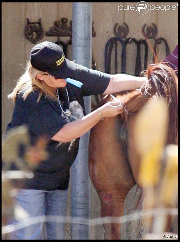 Debbie Rowe dans son ranch en Californie à Palmdale le 2 juillet 2009