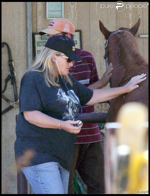 Debbie Rowe dans son ranch en Californie à Palmdale le 2 juillet 2009