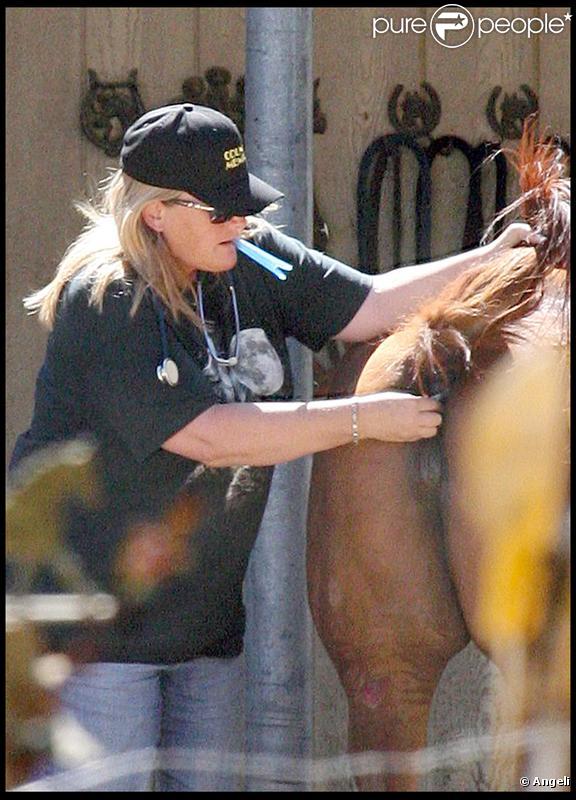 Debbie Rowe dans son ranch en Californie à Palmdale le 2 juillet 2009