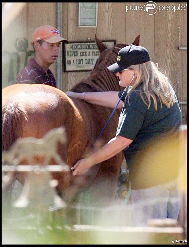 Debbie Rowe dans son ranch en Californie à Palmdale le 2 juillet 2009