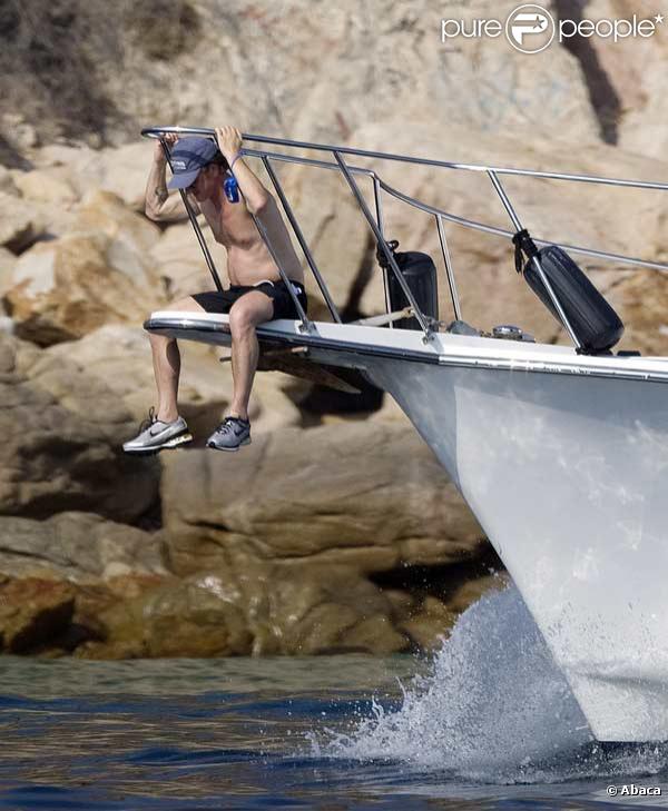 Sean Penn en vacances sur un bateau