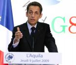 Carla Bruni et Nicolas Sarkozy à L'Aquila lors du G8. 09/07/09 