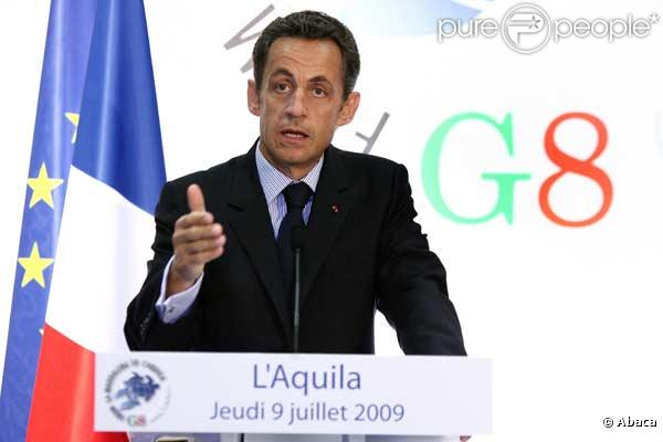 Carla Bruni et Nicolas Sarkozy à L'Aquila lors du G8. 09/07/09 