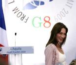 Carla Bruni et Nicolas Sarkozy à L'Aquila lors du G8. 09/07/09 