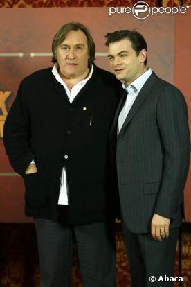 Gérard Depardieu et Clovis Cornillac lors de la première, à Rome
