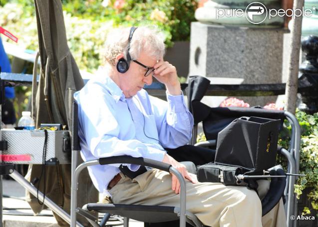 Woody allen sur le tournage à Londres de son nouveau film le 13 août 2009