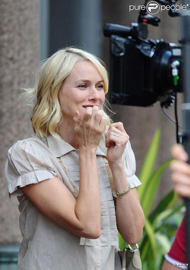 Anthony Hopkins et Naomi Watts sur le tournage à Londres du nouveau film de Woody Allen le 13 août 2009