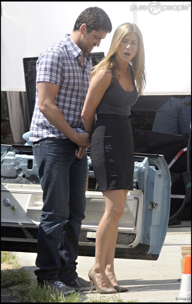 Jennifer Aniston et Gerard Butler sur le tournage de The Bounty à New York le 24 août 2009