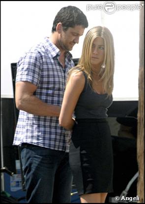 Jennifer Aniston et Gerard Butler sur le tournage de The Bounty à New York le 24 août 2009