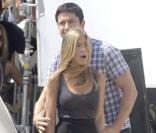 Jennifer Aniston et Gerard Butler sur le tournage de The Bounty à New York le 24 août 2009