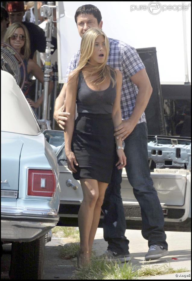 Jennifer Aniston et Gerard Butler sur le tournage de The Bounty à New York le 24 août 2009