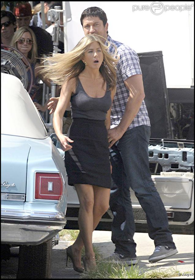 Jennifer Aniston et Gerard Butler sur le tournage de The Bounty à New York le 24 août 2009