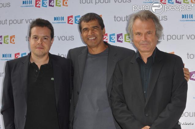 Nicolas Demorand, Daniel Picouly et Franz-Olivier Giesbert lors de la conférence de presse de la rentrée de France Télévisions le 27 août 2009