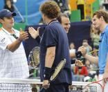 Andy Roddick, Will Ferrell, Andy Murray et Will Arnett lors de l'Arthur Ashe Kids' Day 2009