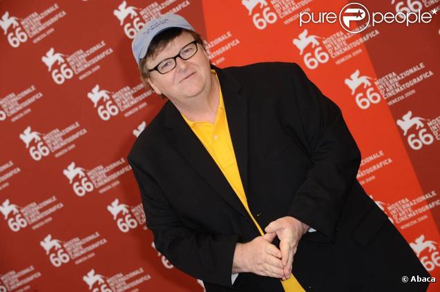Michael Moore, à l'occasion de la présentation officielle de  Capitalism : A love story , lors de la 66e Mostra de Venise, le 6 spetembre 2009 !