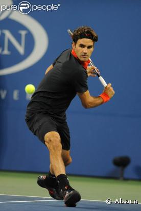 Roger Federer, vainqueur de sa demi-dinale à l'US Open, face à Novak Djokovic, à New York, le 13 septembre 2009 !