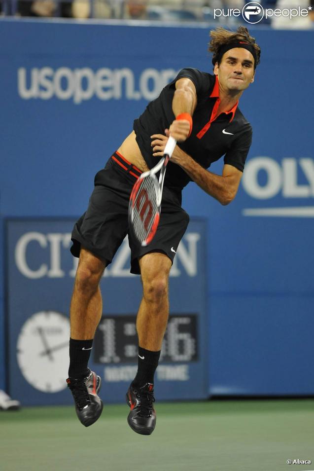 Roger Federer, vainqueur de sa demi-dinale à l'US Open, face à Novak Djokovic, à New York, le 13 septembre 2009 !