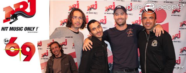 Emmanuel Moire avec Florian Gazan, Mustapha El Atrassi et Nikos Aliagas au 6-9 de NRJ le 16/09/09