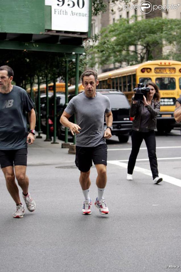 Nicolas Sarkozy en plein footing à Manhattan le 22/09/09