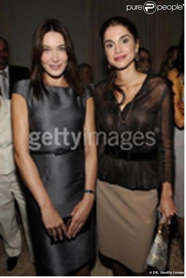Carla Bruni et Rania de Jordanie le 21/09/09 lors d'une soirée caritative privée  à New York