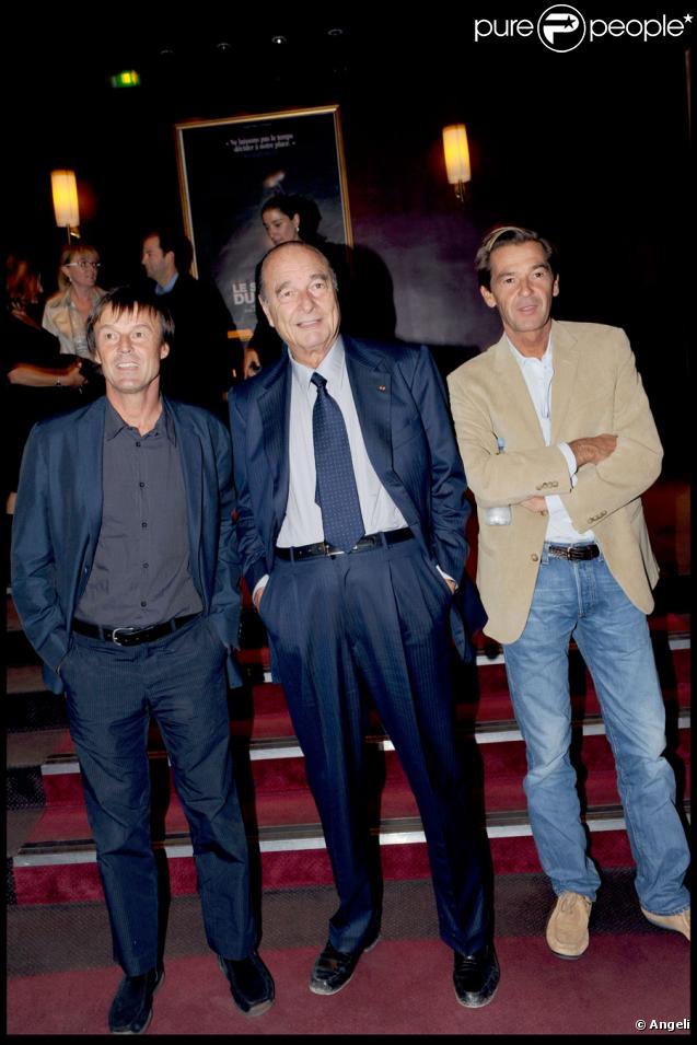 Nicolas Hulot, Jacques Chirac et Jean-Albert Lièvre lors de la projection du Syndrome du Titanic à Paris le 28 septembre 2009
