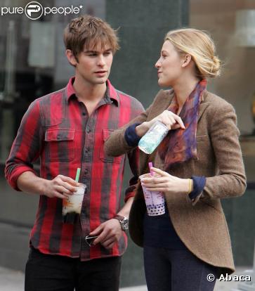 Blake Lively et Chace Crawford sur le tournage de  Gossip Girl  saison 3, à New York le 30 septembre 2009
