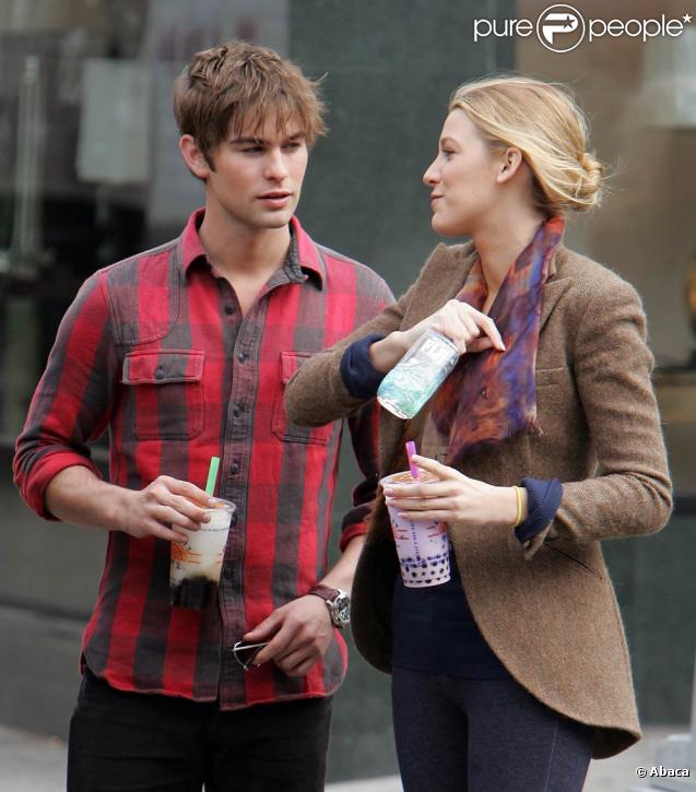 Blake Lively et Chace Crawford sur le tournage de  Gossip Girl  saison 3, à New York le 30 septembre 2009