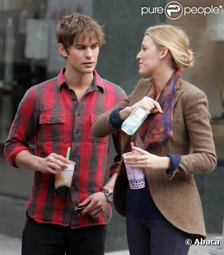 Blake Lively et Chace Crawford sur le tournage de  Gossip Girl  saison 3, à New York le 30 septembre 2009