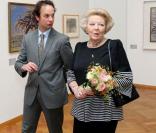 La reine Beatrix des Pays-Bas inaugure l'expo Cezanne - Picasso - Mondrian à La Haye, le 16 octobre 2009
