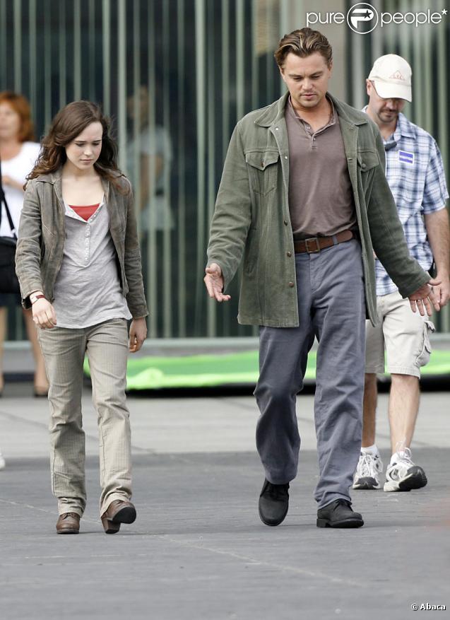 Leonardo DiCaprio et Ellen Page sur le tournage d'Inception à Los Angeles le 19 octobre 2009