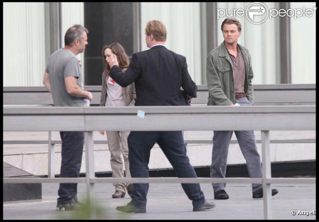 Leonardo DiCaprio et Ellen Page sur le tournage d'Inception à Los Angeles le 19 octobre 2009