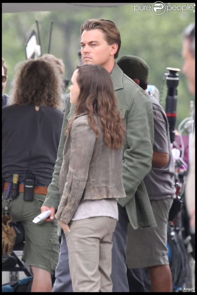 Leonardo DiCaprio et Ellen Page sur le tournage d'Inception à Los Angeles le 19 octobre 2009