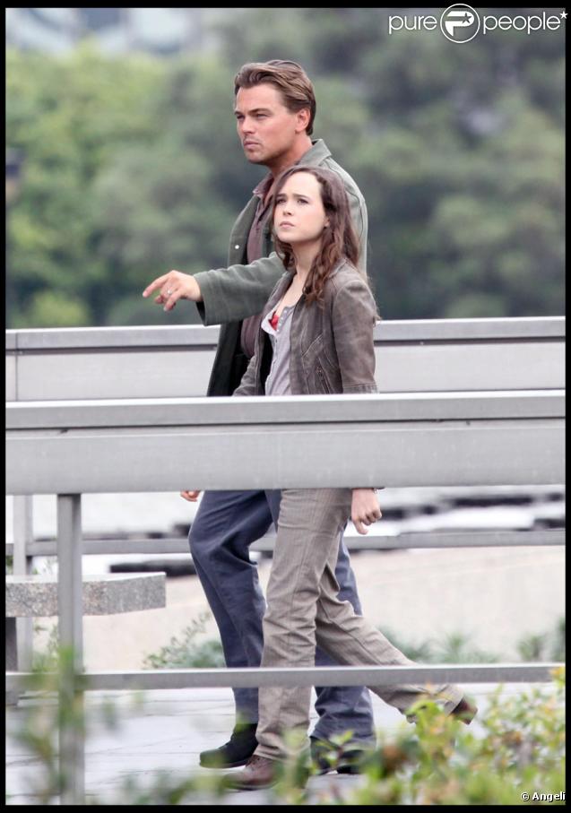Leonardo DiCaprio et Ellen Page sur le tournage d'Inception à Los Angeles le 19 octobre 2009
