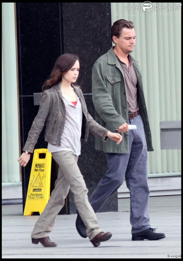 Leonardo DiCaprio et Ellen Page sur le tournage d'Inception à Los Angeles le 19 octobre 2009