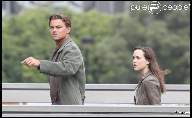 Leonardo DiCaprio et Ellen Page sur le tournage d'Inception à Los Angeles le 19 octobre 2009