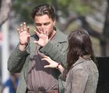 Leonardo DiCaprio et Ellen Page sur le tournage d'Inception à Los Angeles le 19 octobre 2009
