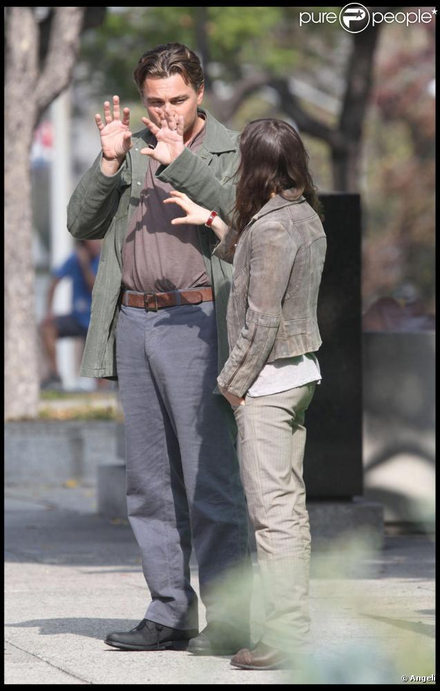 Leonardo DiCaprio et Ellen Page sur le tournage d'Inception à Los Angeles le 19 octobre 2009