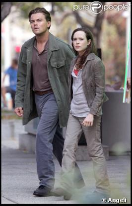 Leonardo DiCaprio et Ellen Page sur le tournage d'Inception à Los Angeles le 19 octobre 2009