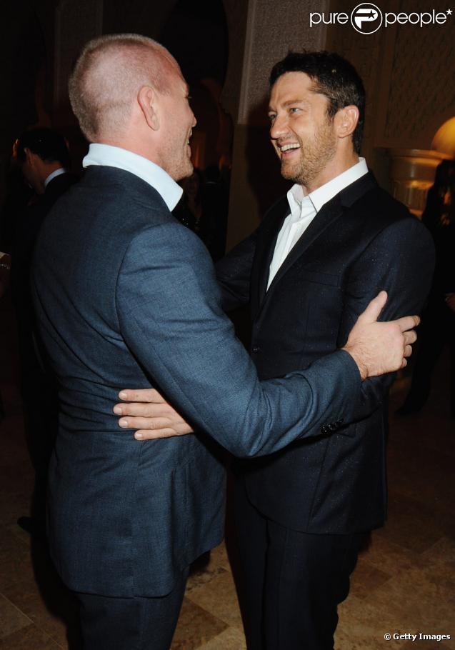 Gerard Butler et Guy Ritchie lors de l'inauguration du complexe hôtelier de Mazagan Beach au Maroc le 31 octobre 2009