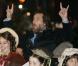 Jim Carrey se lâche, à l"occasion de l"avant-première mondiale du  Drôle Noël de Scrooge , qui s"est tenue en plein coeur de Londres, le 3 novembre 2009.