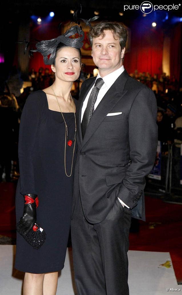 Colin Firth et sa femme, à l'occasion de l'avant-première mondiale du  Drôle Noël de Scrooge , qui s'est tenue en plein coeur de Londres, le 3 novembre 2009.