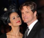 Colin Firth et sa femme, à l'occasion de l'avant-première mondiale du  Drôle Noël de Scrooge , qui s'est tenue en plein coeur de Londres, le 3 novembre 2009.